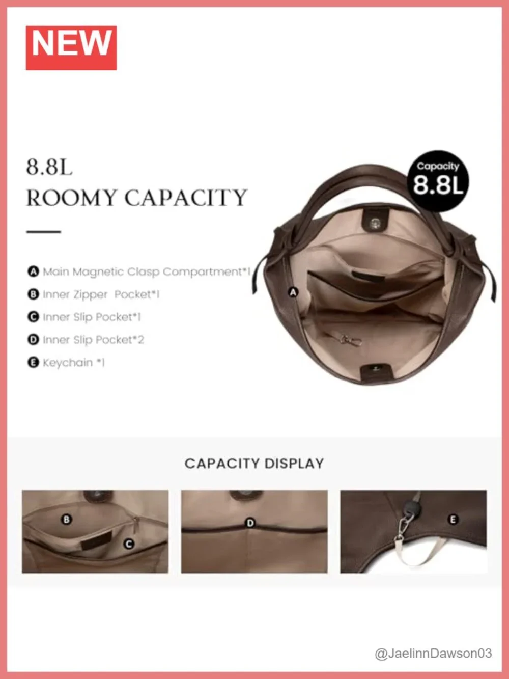 Genuine Leather Slouchy Hobo Bag Women Tassel Magnetic Closure Tote
